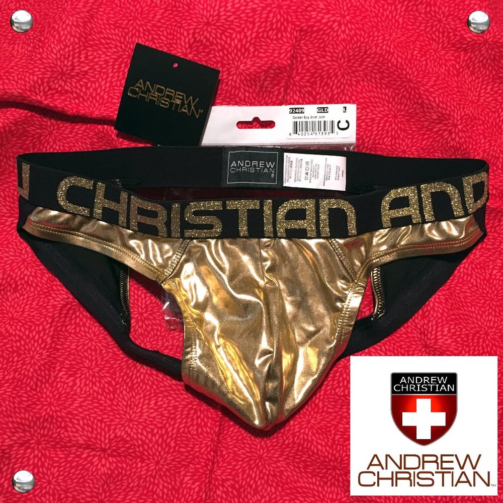 Andrew Christian Golden Boy Brief Jock Size LARGE 🆕🩲🌟